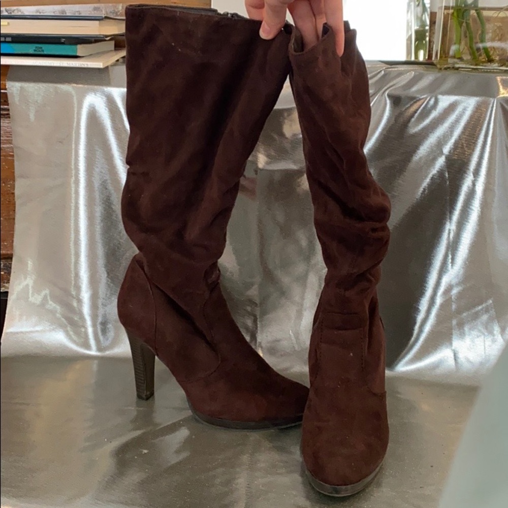 Brown heeled boots